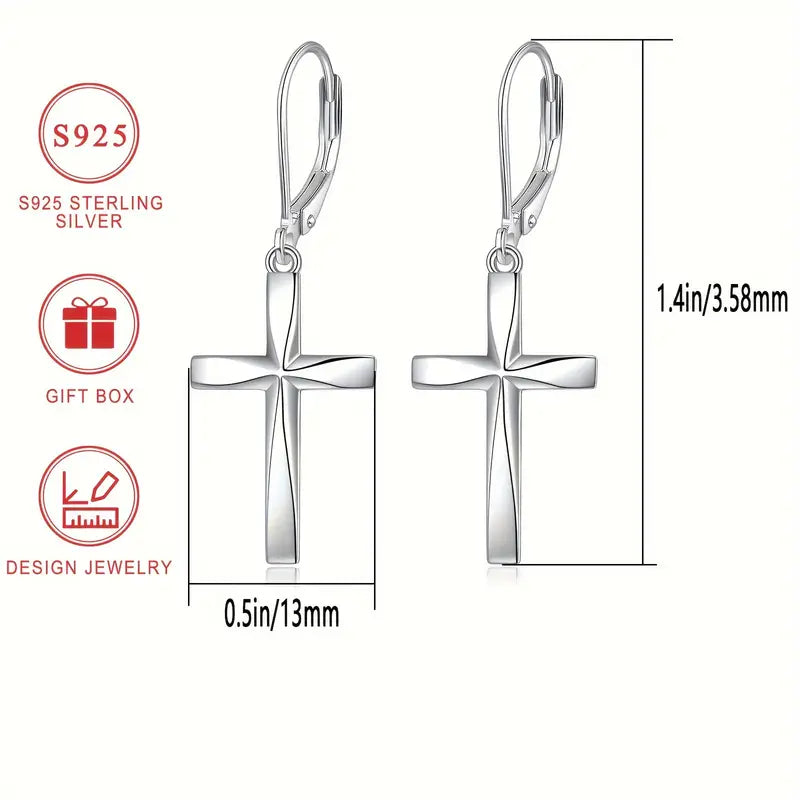 Sterling Silver Cross Earrings