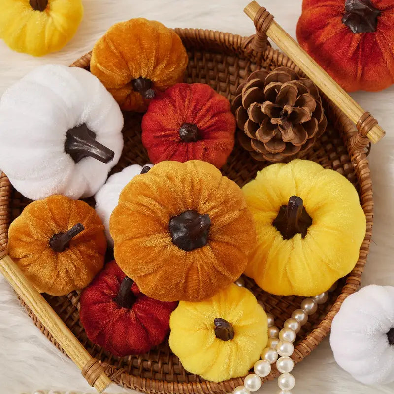 Mini Velour Pumpkins
