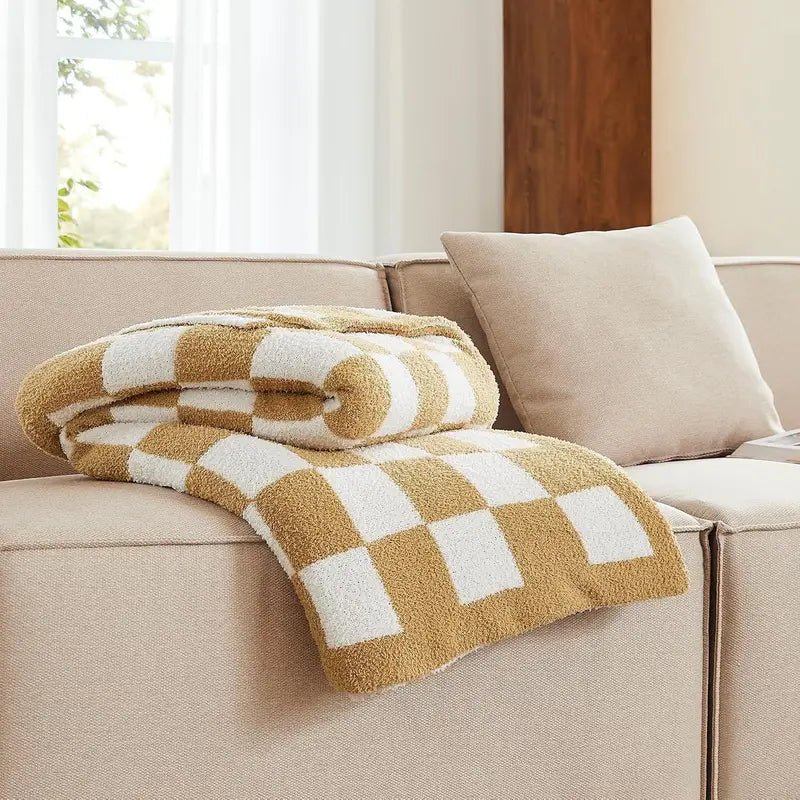 Gold and White Checkered Blanket