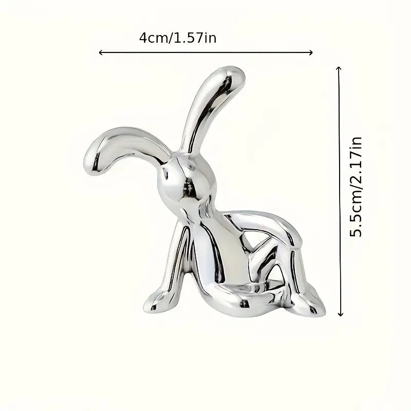 Chrome Bunny Figurines, Set of 2