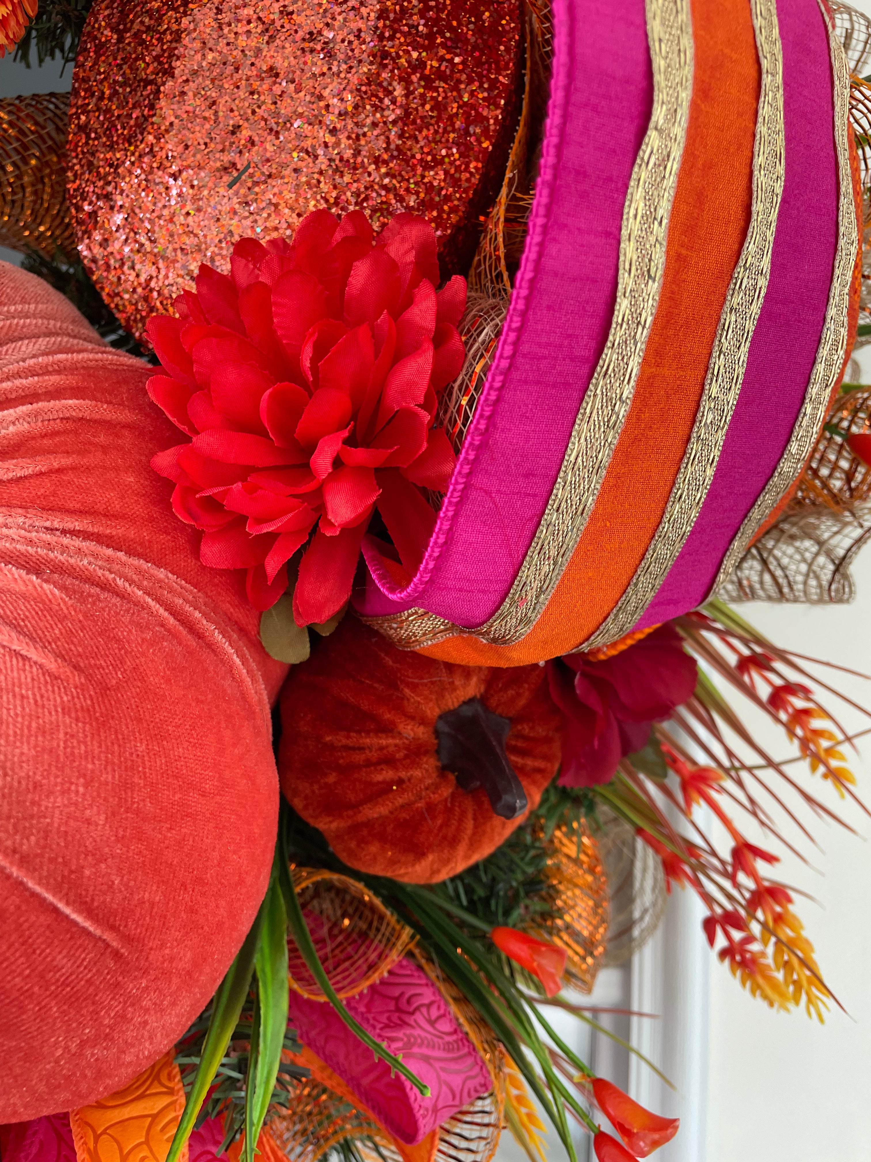 "Pumpkins and Petals" Wreath- L