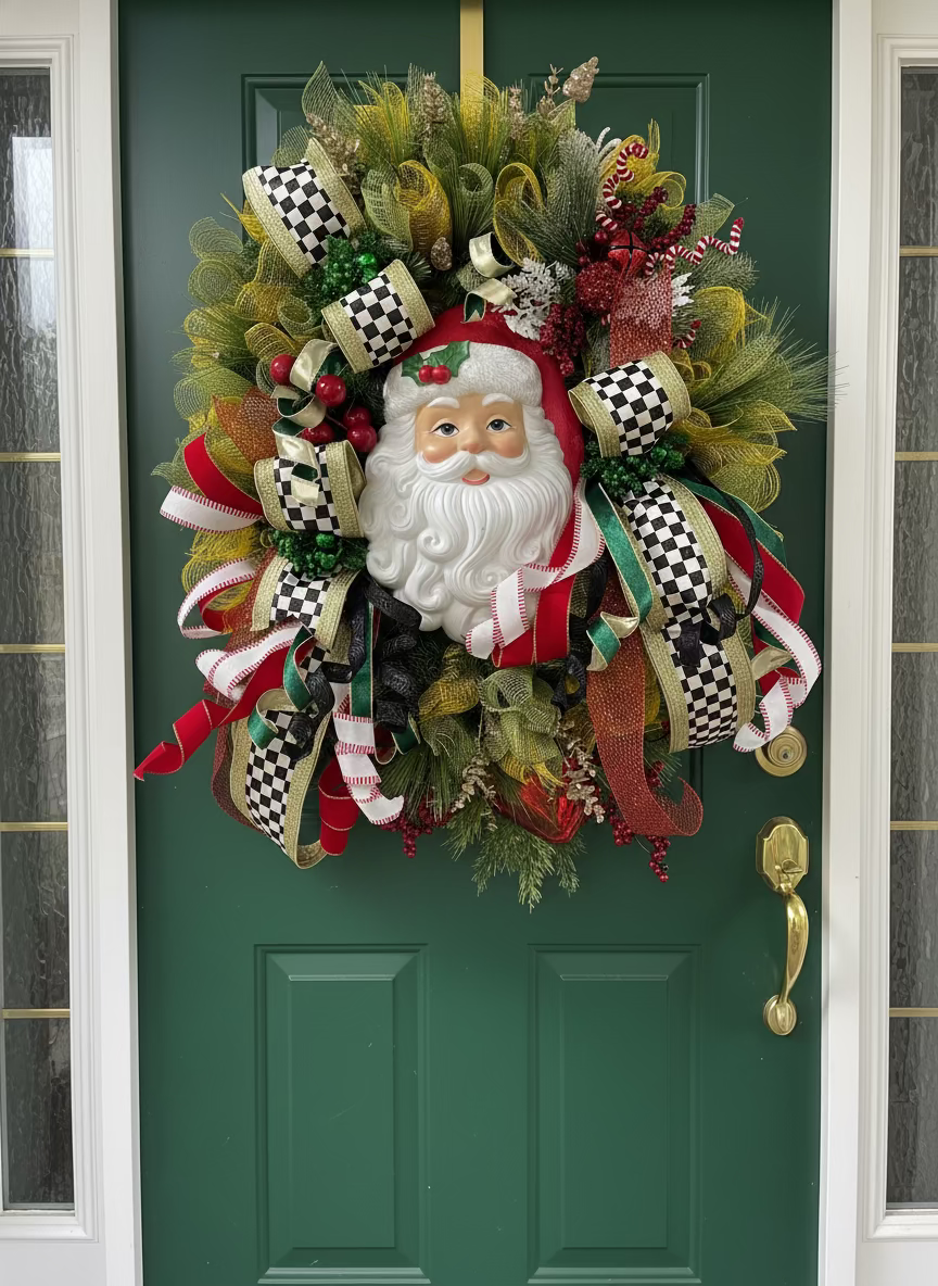 　Decorated Christmas Wreath XL Santa Wreath – Brookside Gifts