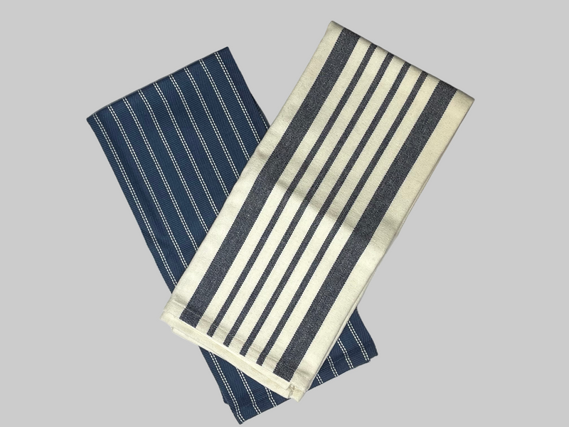 Navy and Cream Dish Towels, set of 2