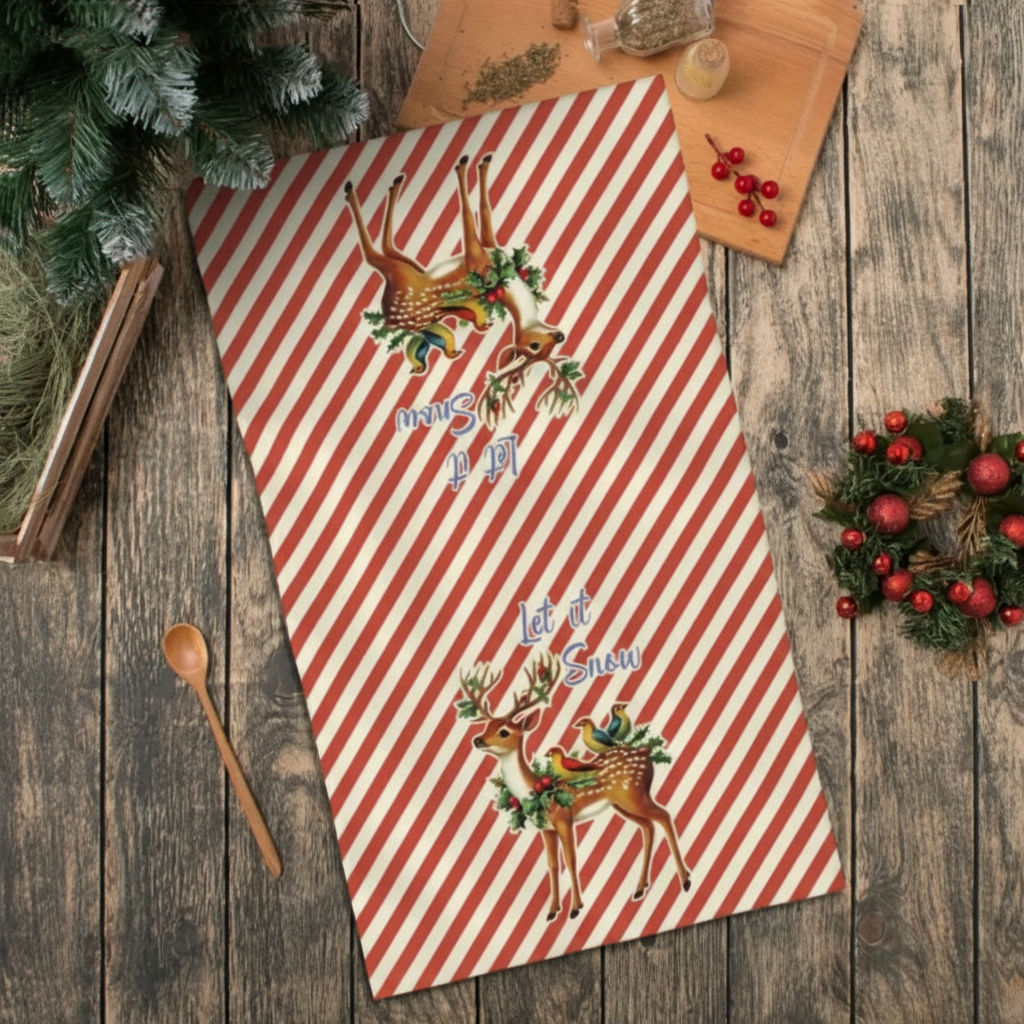 Red and Seafoam Christmas Kitchen Towels, Sets of 2