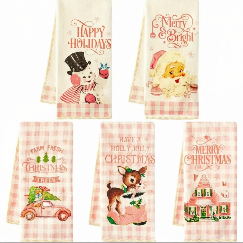 Pink Christmas Towels