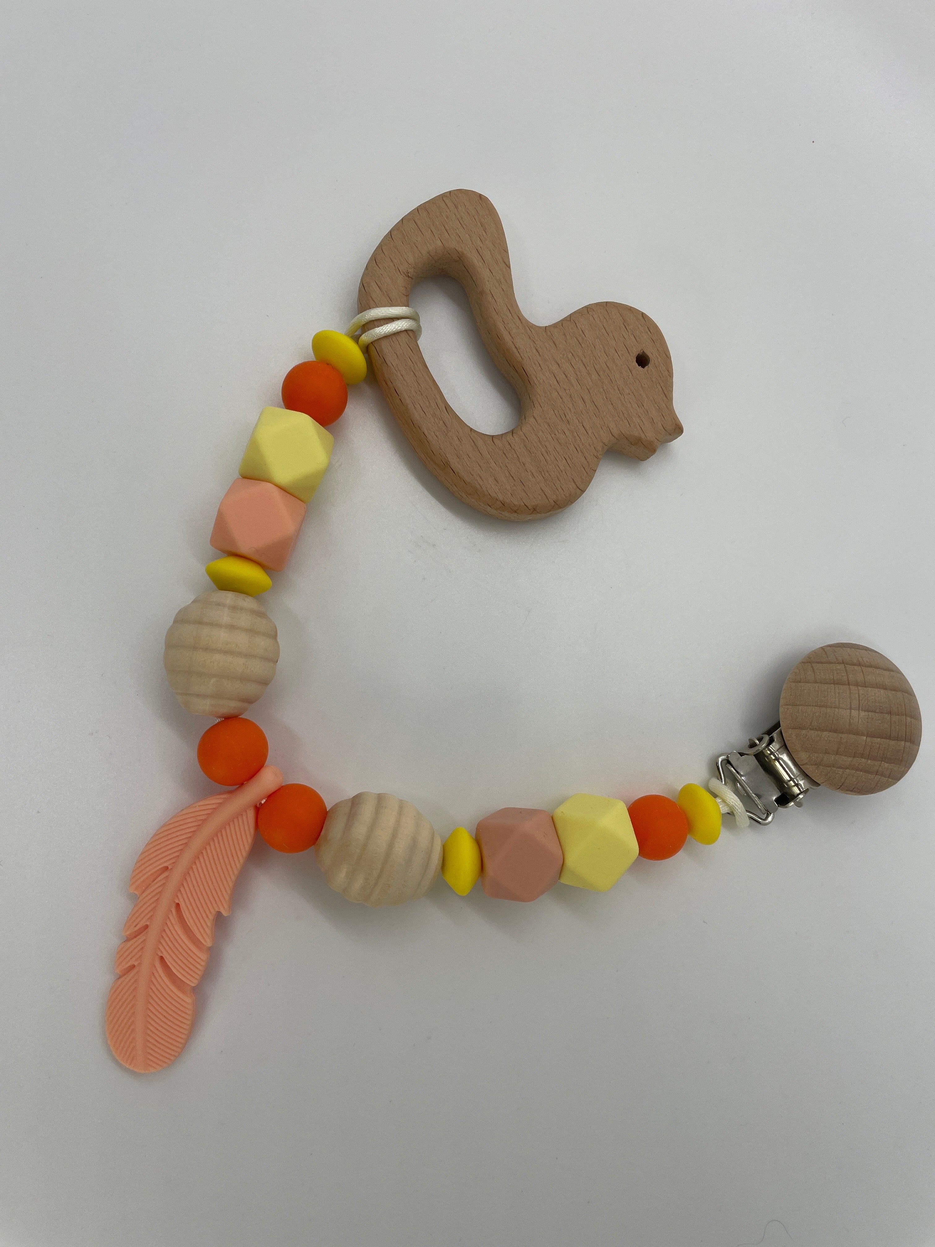 Wood and Silicone Teether Cord - Duck