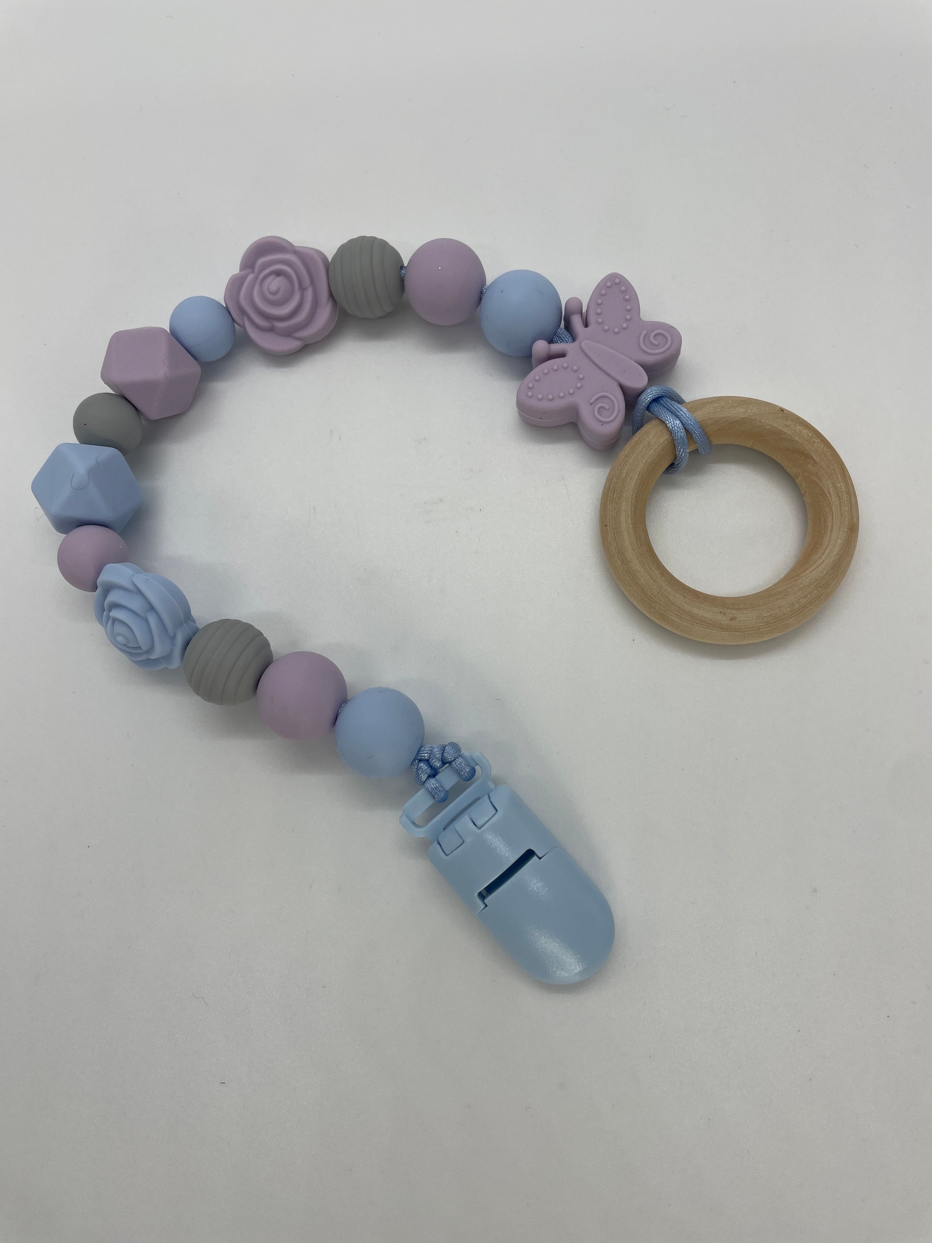 Wood and Silicone Teething Cord - Butterfly