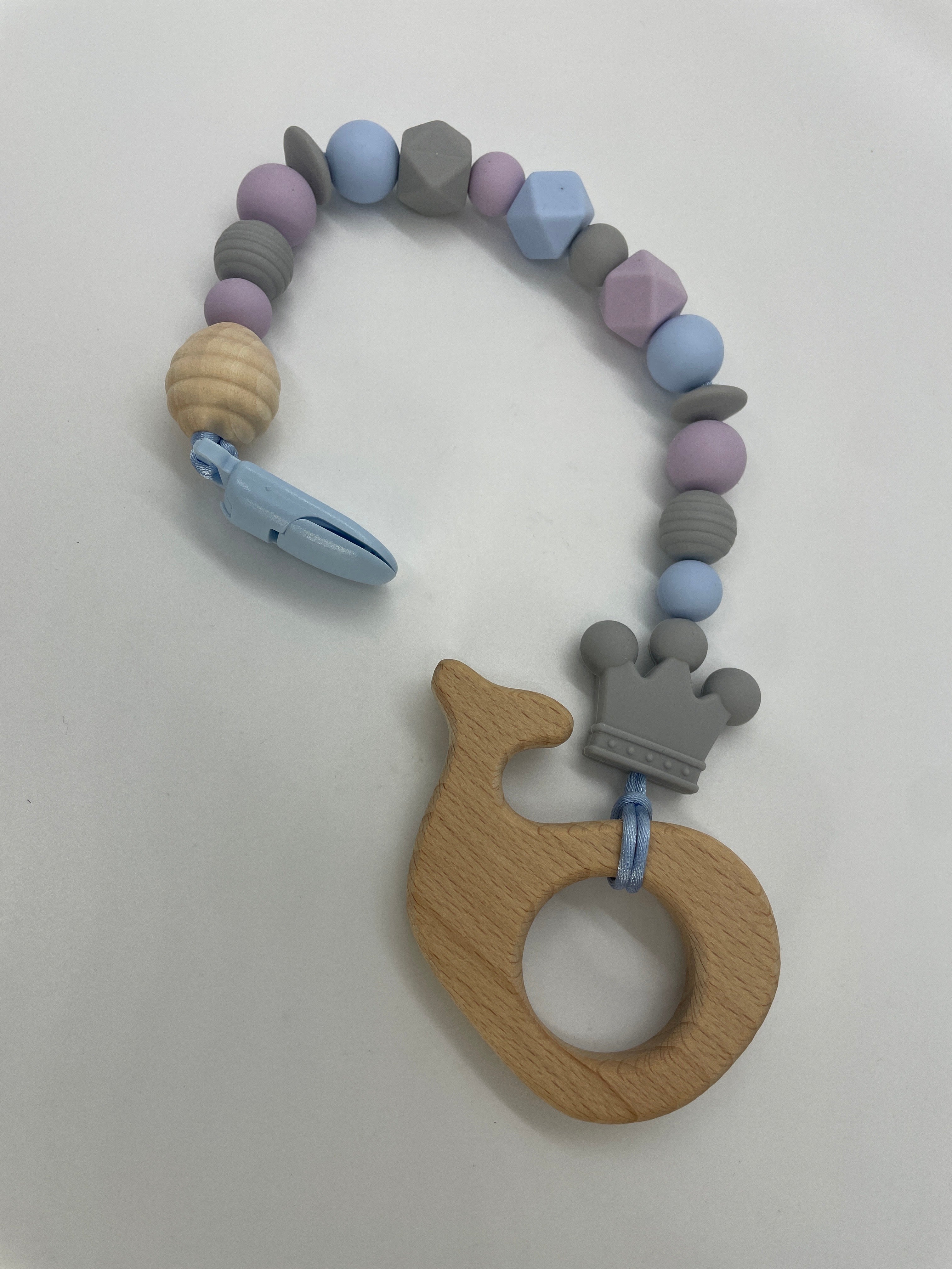 Wood and Silicone Teething Cord - Whale