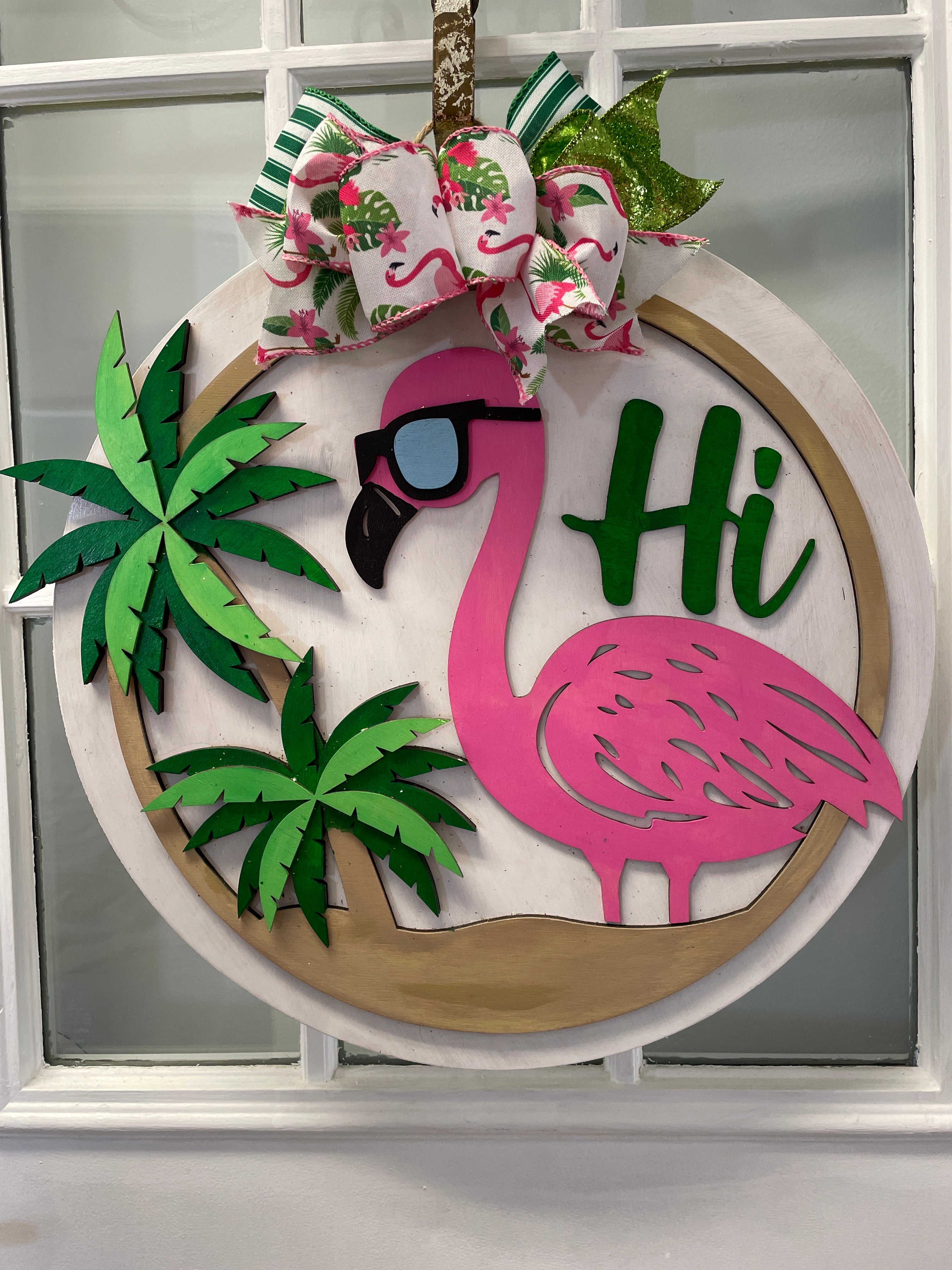 18" Flamingo Doorhanger