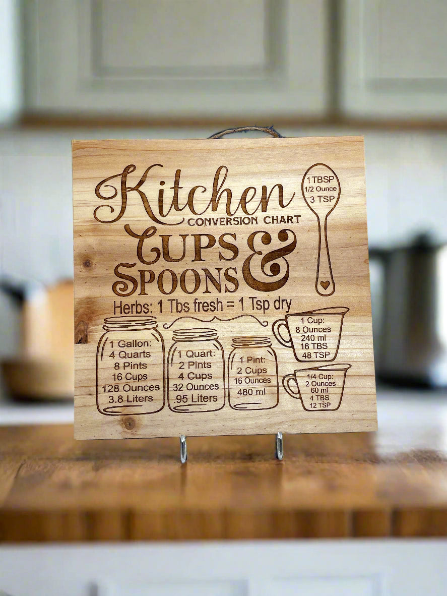 Kitchen Conversion Chart Wood Sign