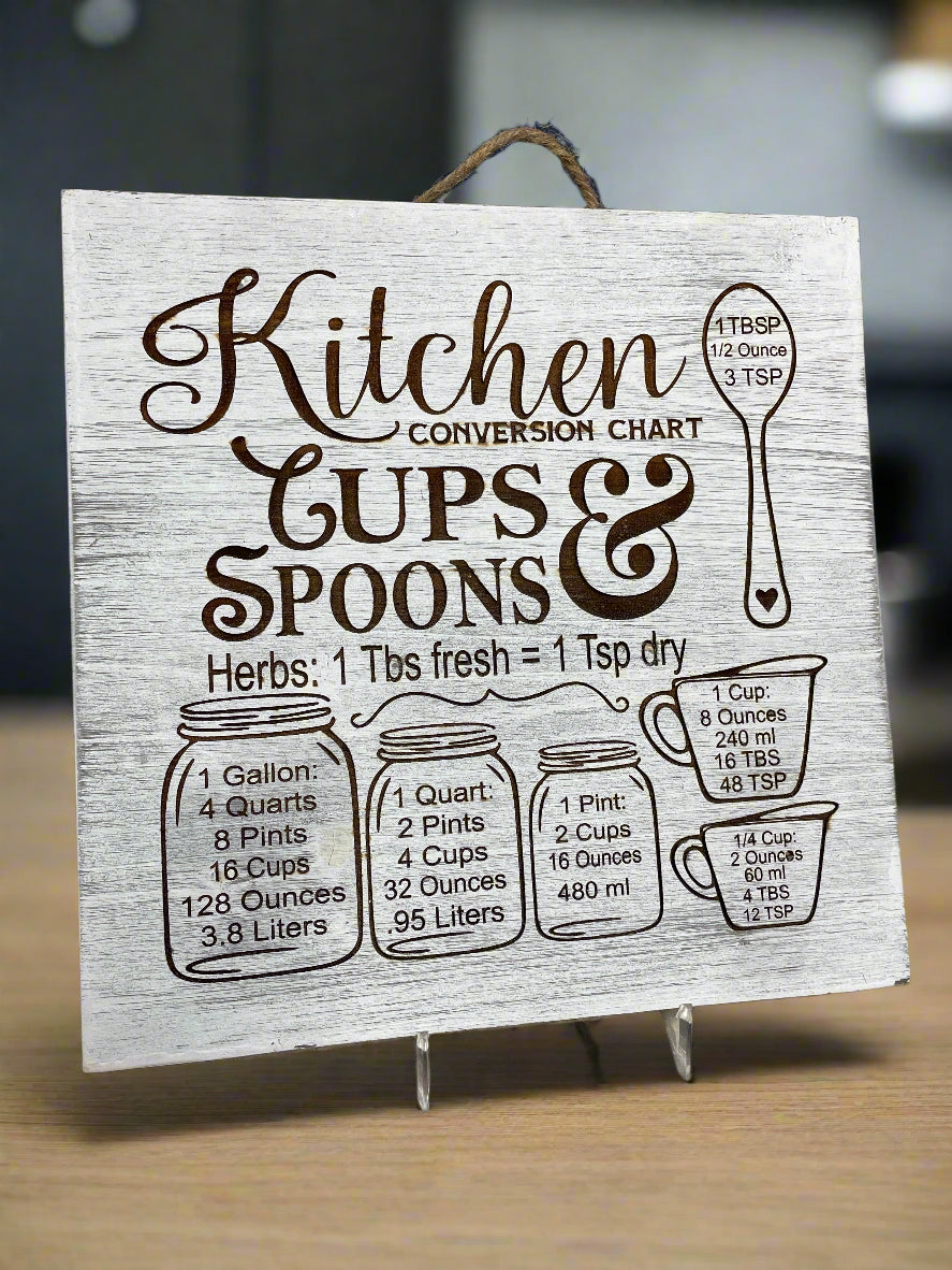 Kitchen Conversion Chart Wood Sign