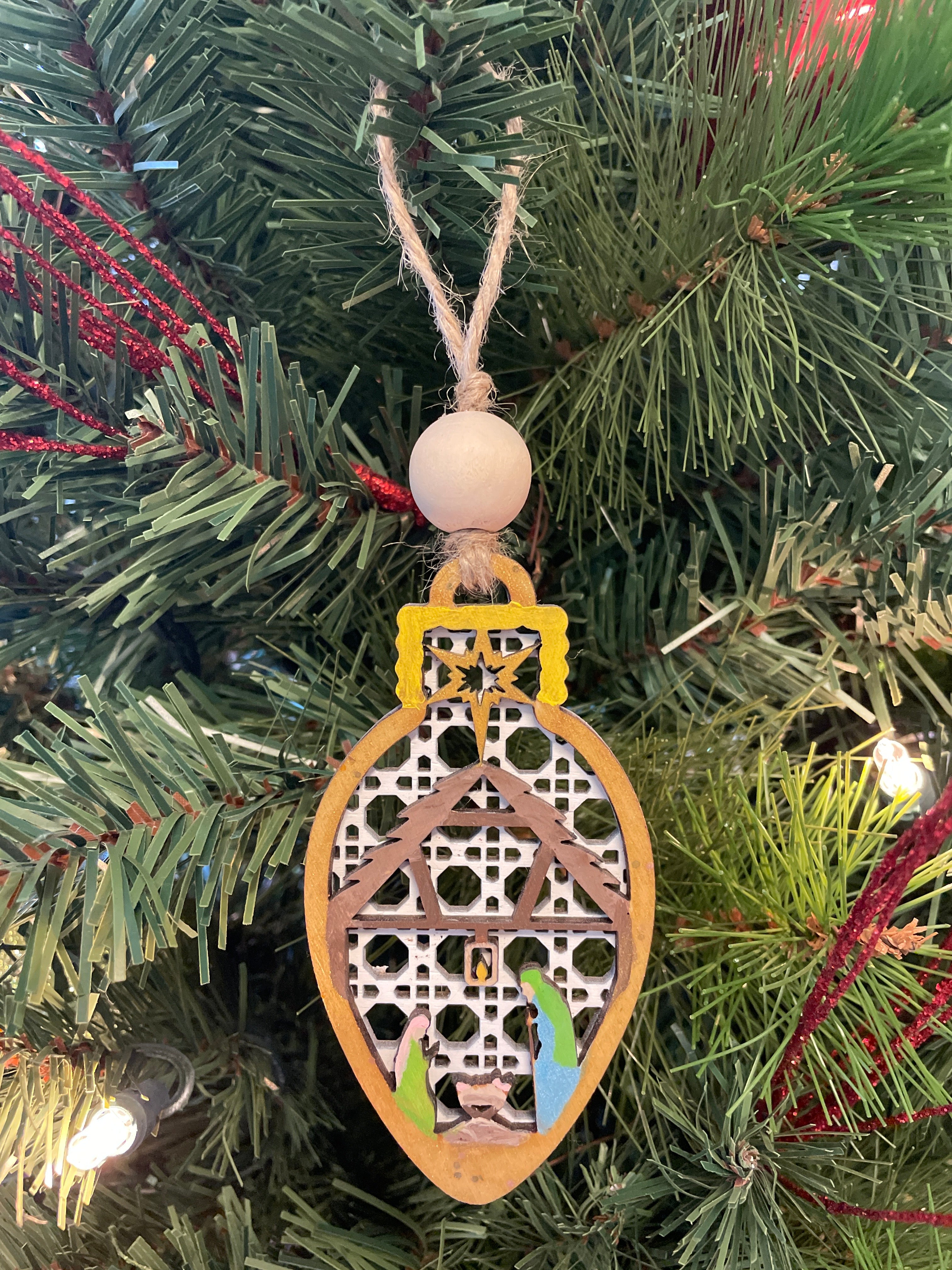 Nativity Christmas Light-Shape Layered Ornament