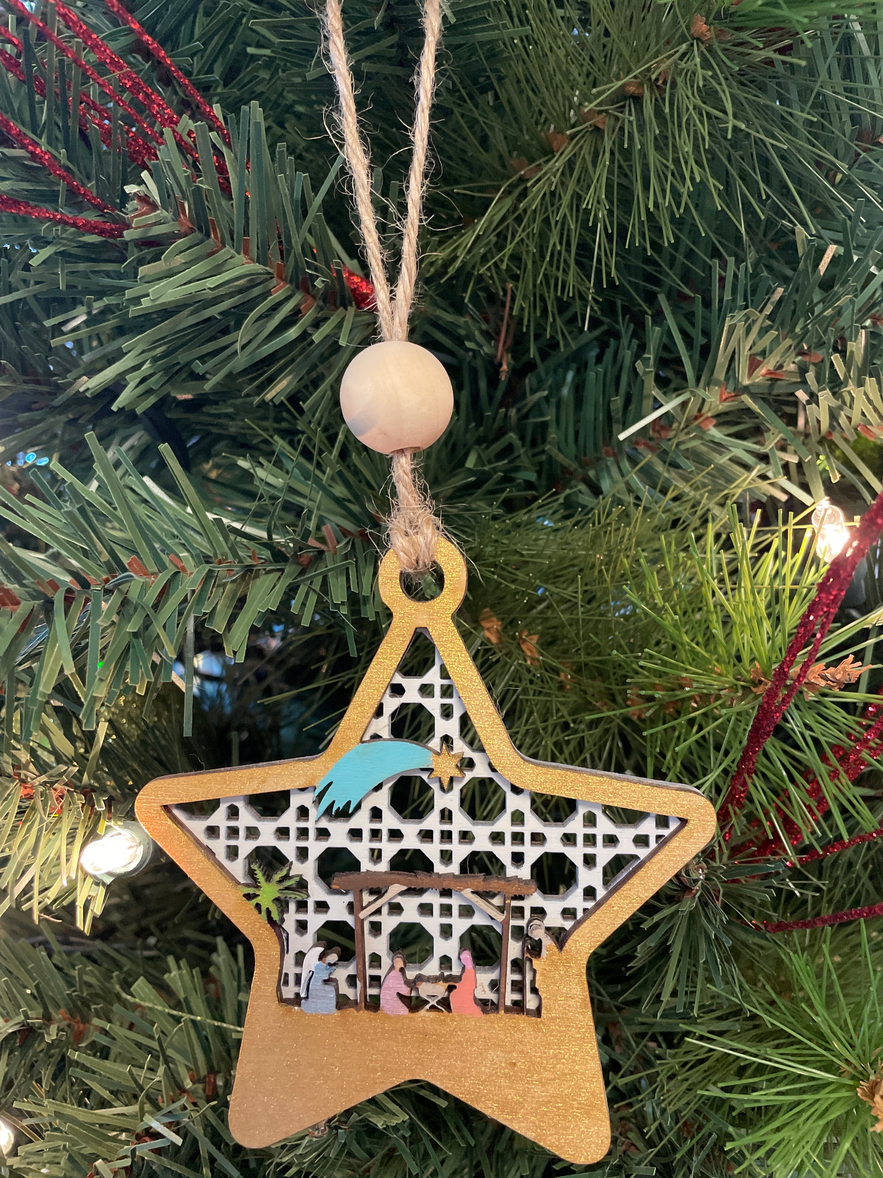 Nativity Star-Shape Layered Ornament