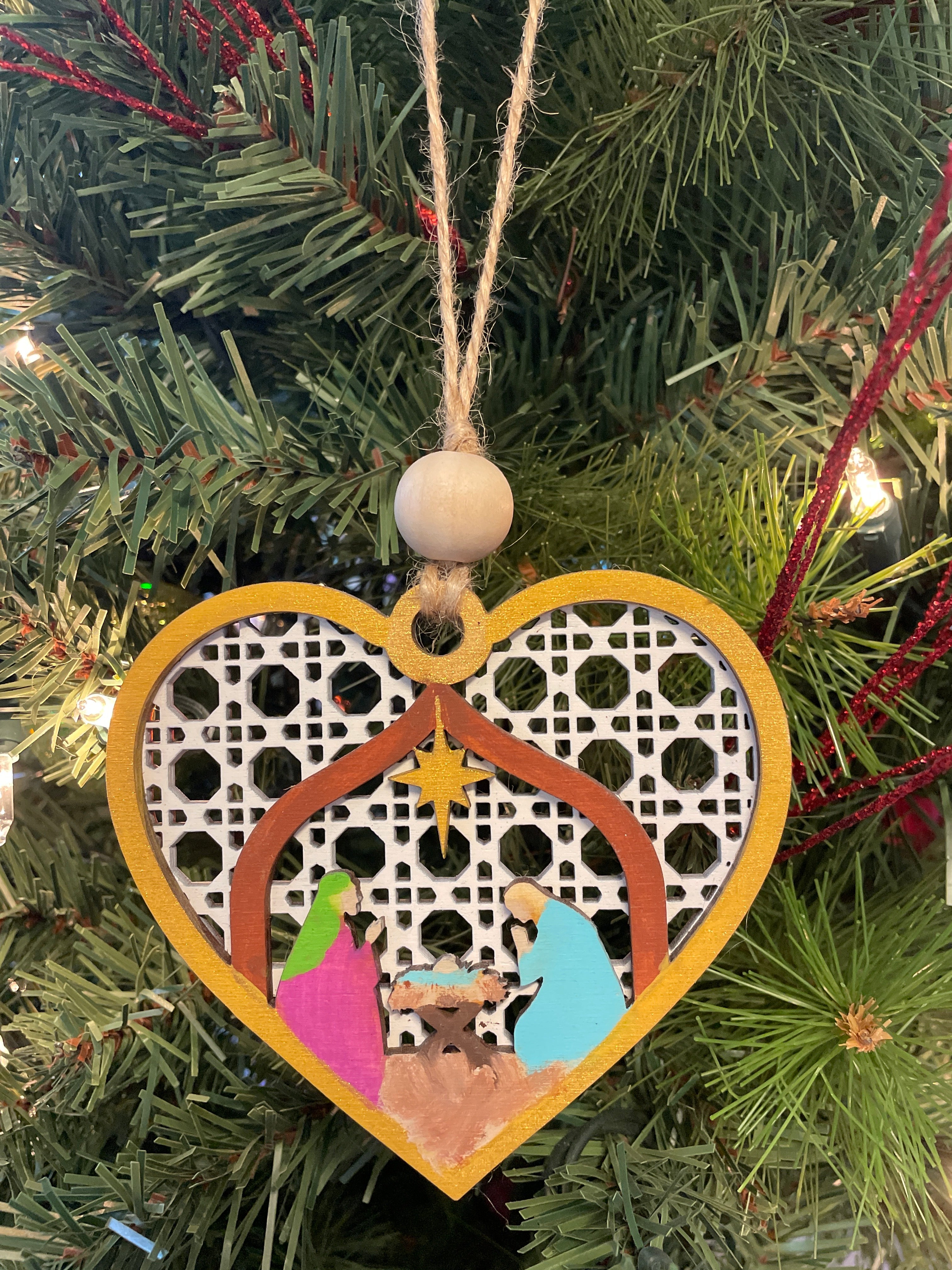 Nativity Heart-Shape Layered Ornament
