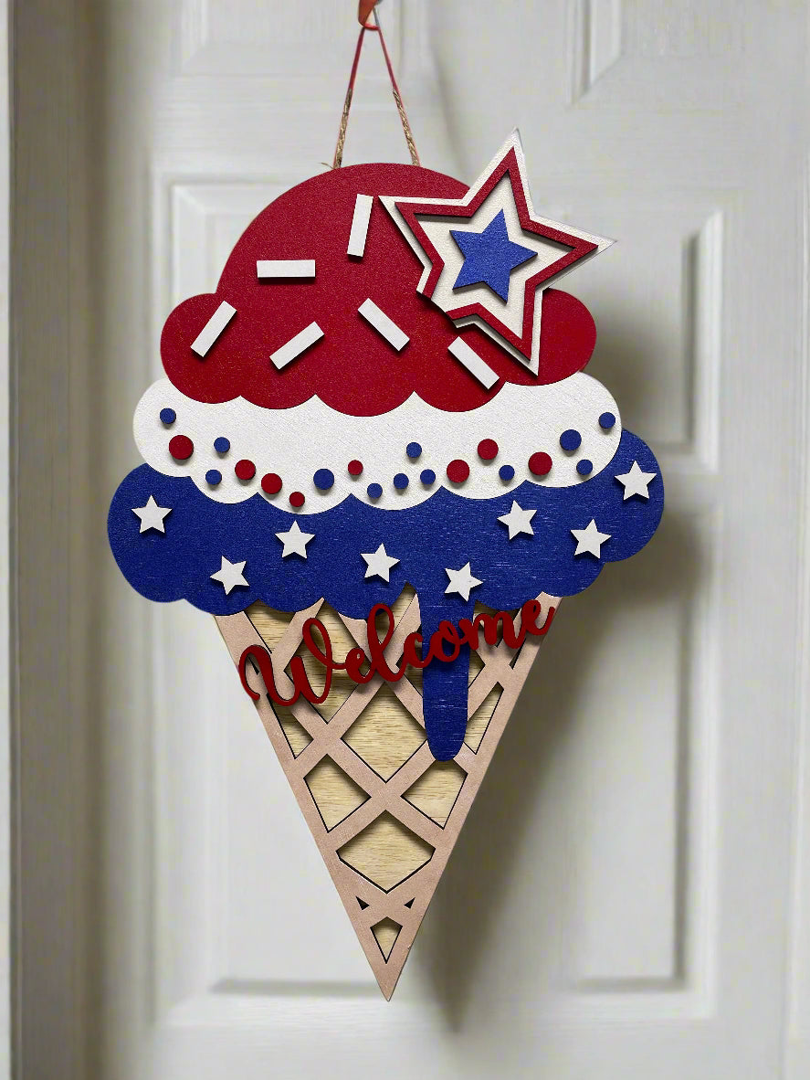 "Welcome" Ice Cream Door Hanger