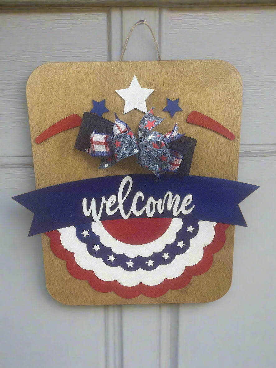 Rectangle Wood Doorhanger- Patriotic