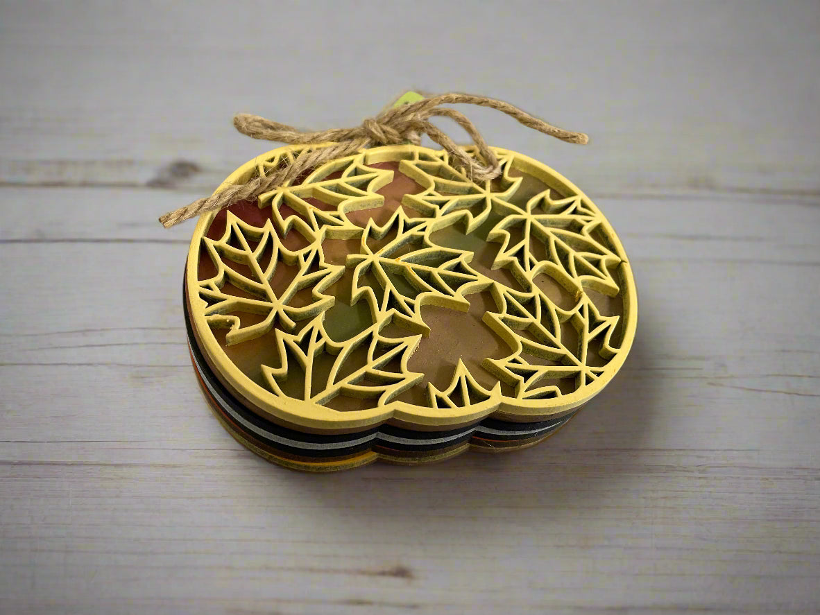 Wooden Pumpkin Coaster Sets of 4