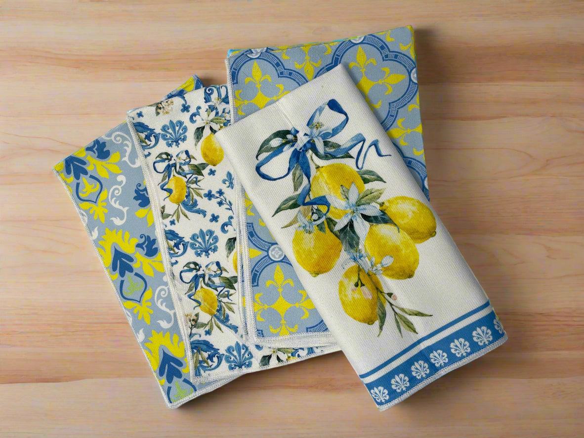 Lemon Floral Kitchen Towel Sets