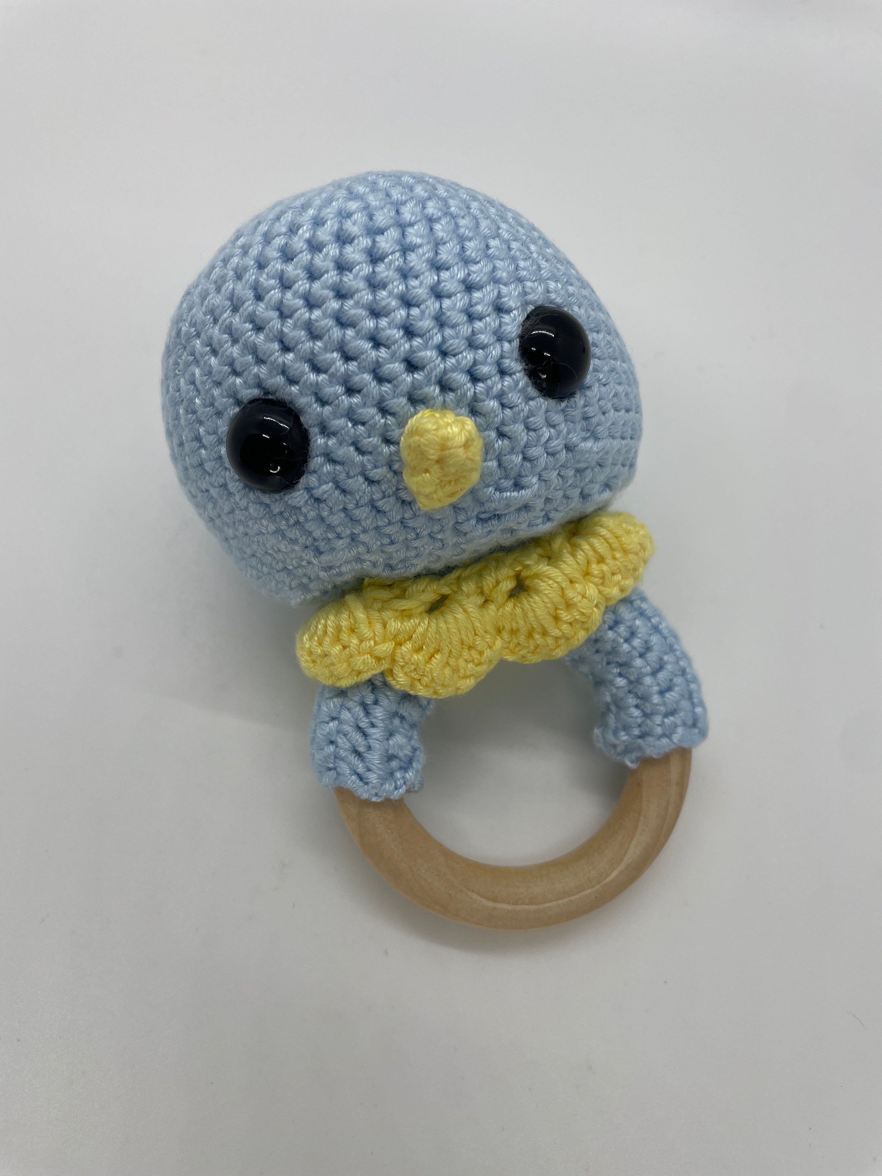 Crochet Chick Wood Ring Teether