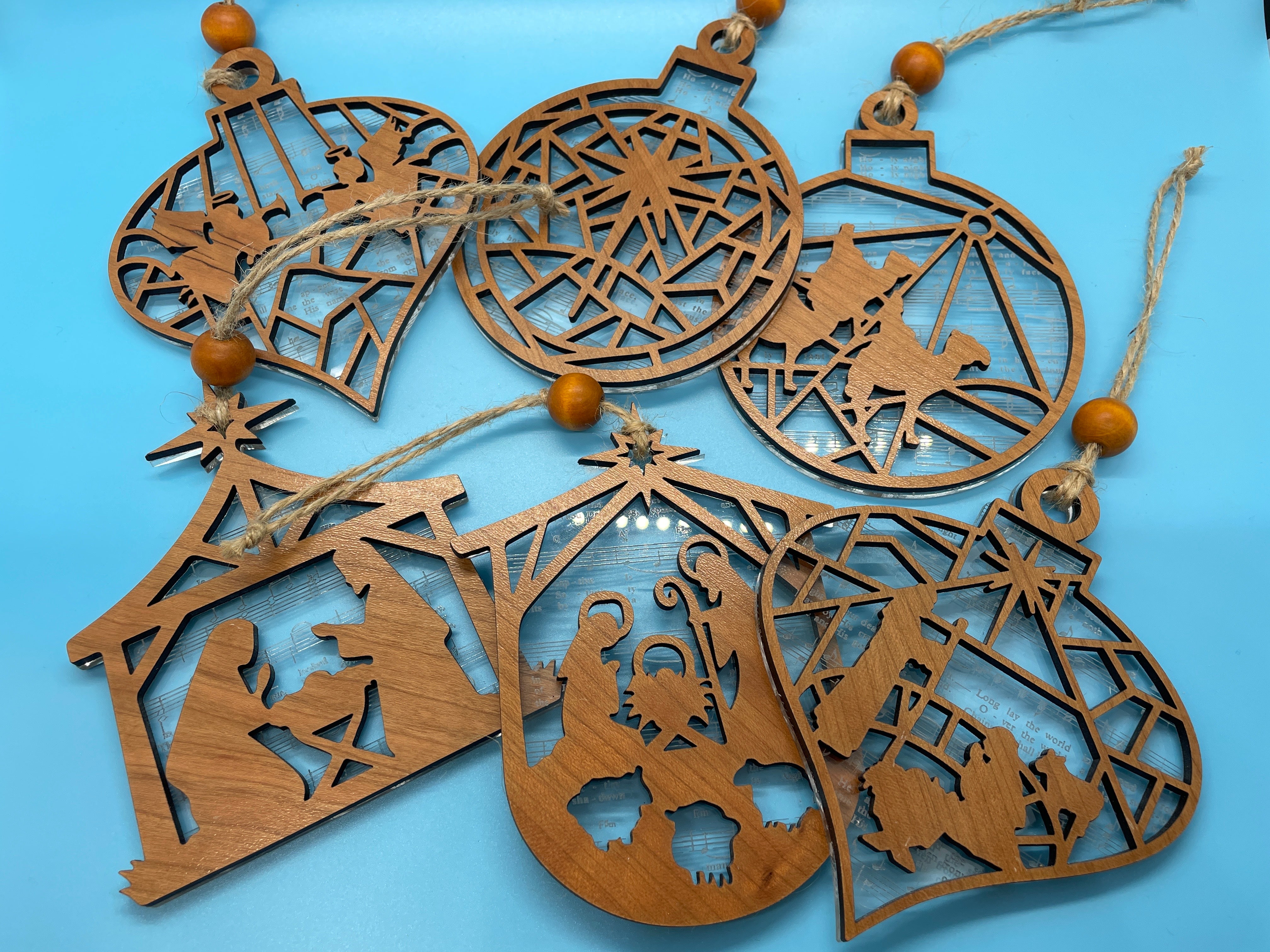 Wood and Acrylic Ornament- various