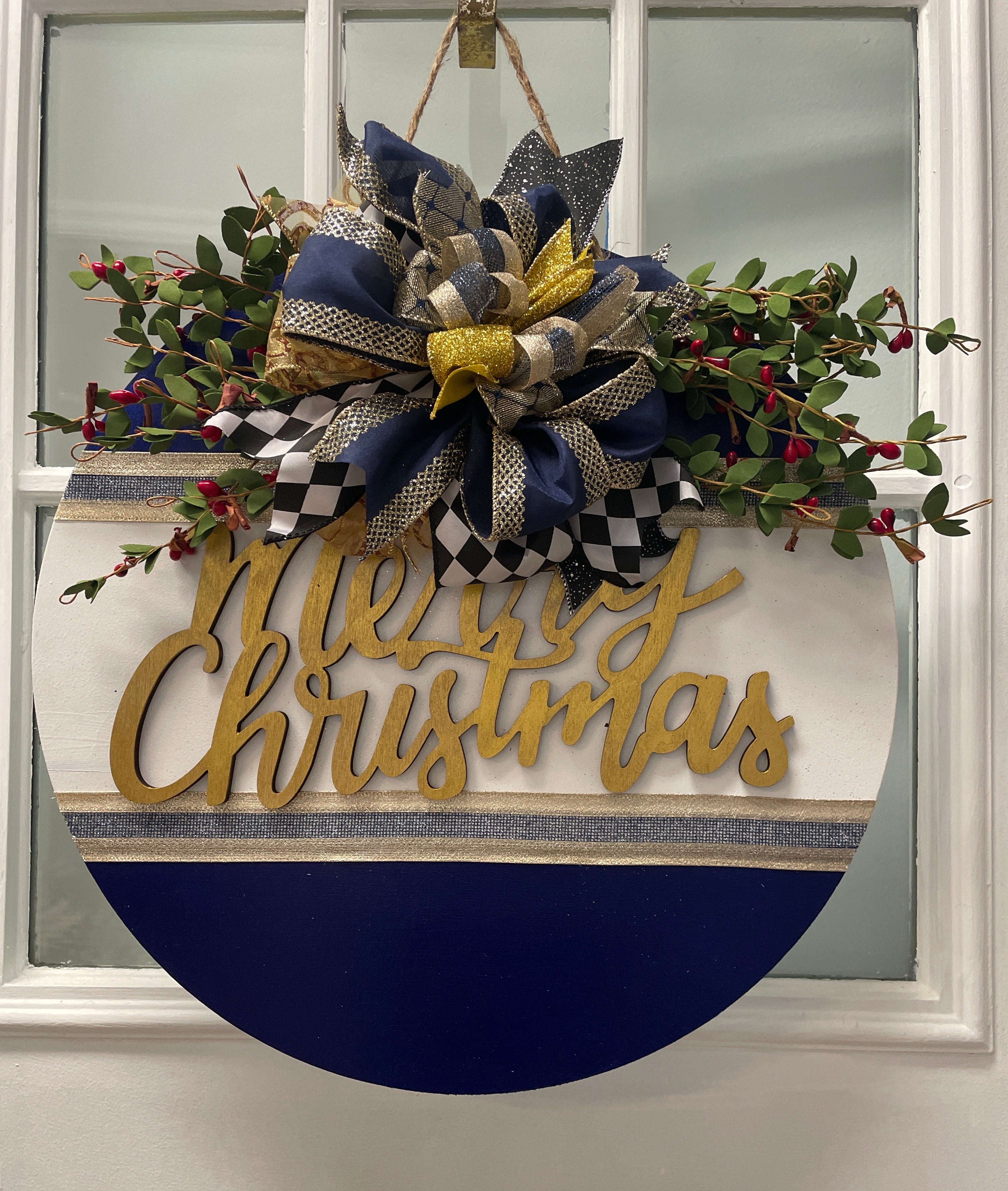 18" Doorhanger- Merry Christmas (navy)