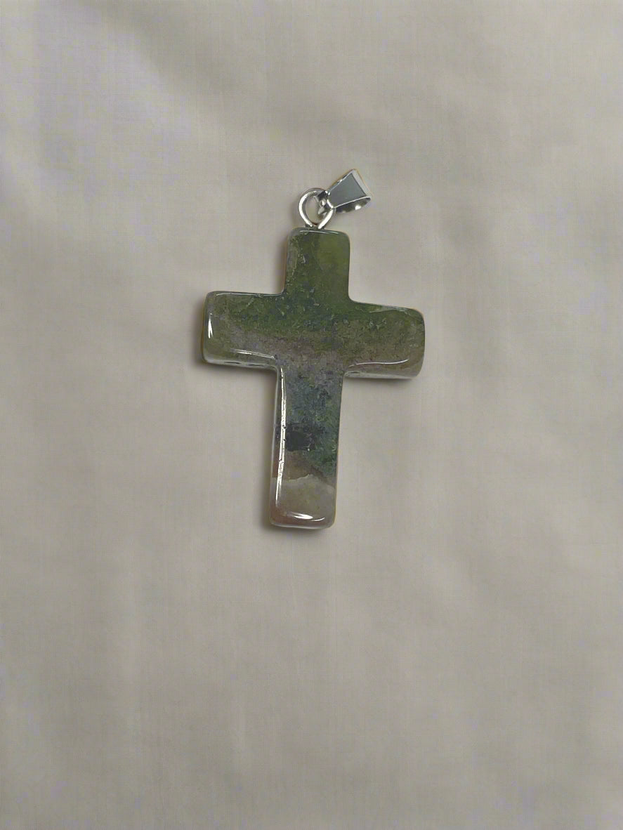 Natural Stone Cross Pendent Necklaces