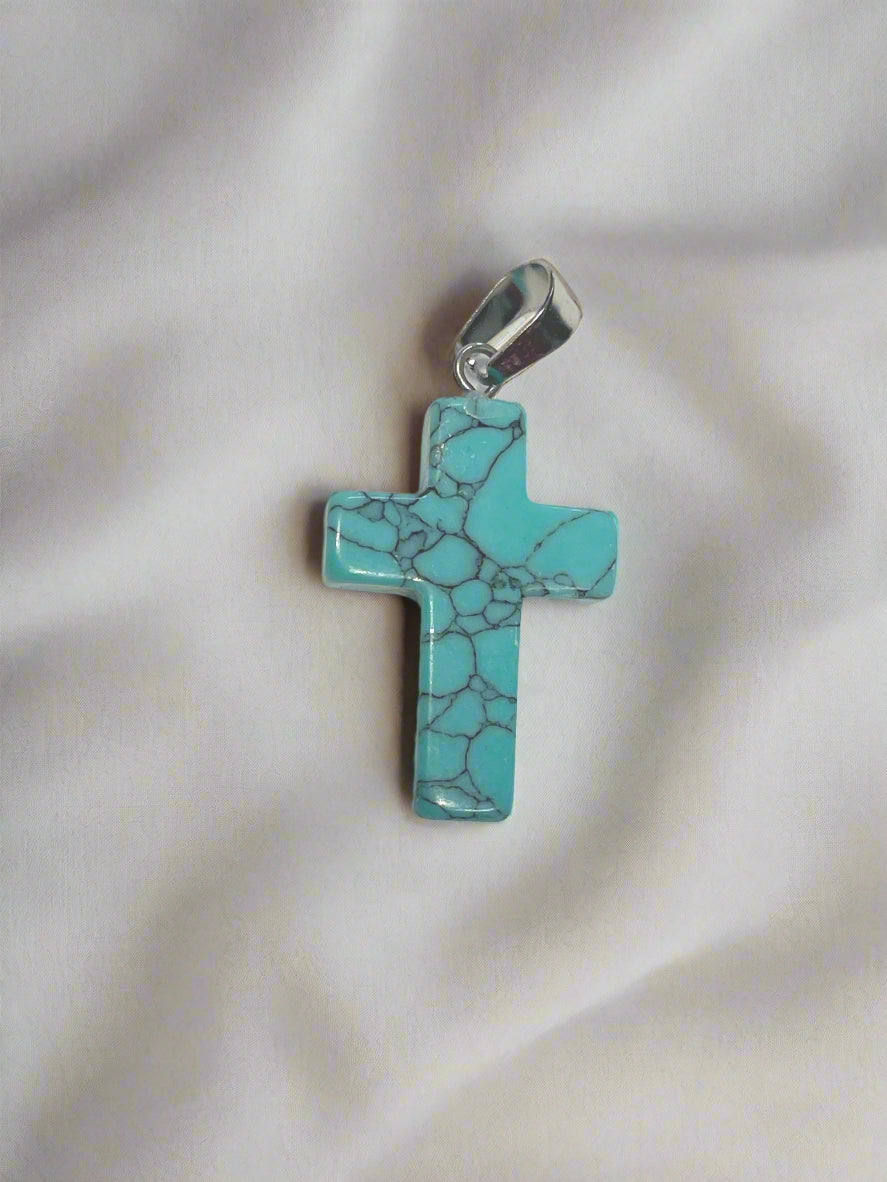 Natural Stone Cross Pendent Necklaces