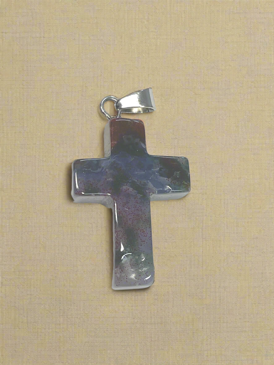 Natural Stone Cross Pendent Necklaces