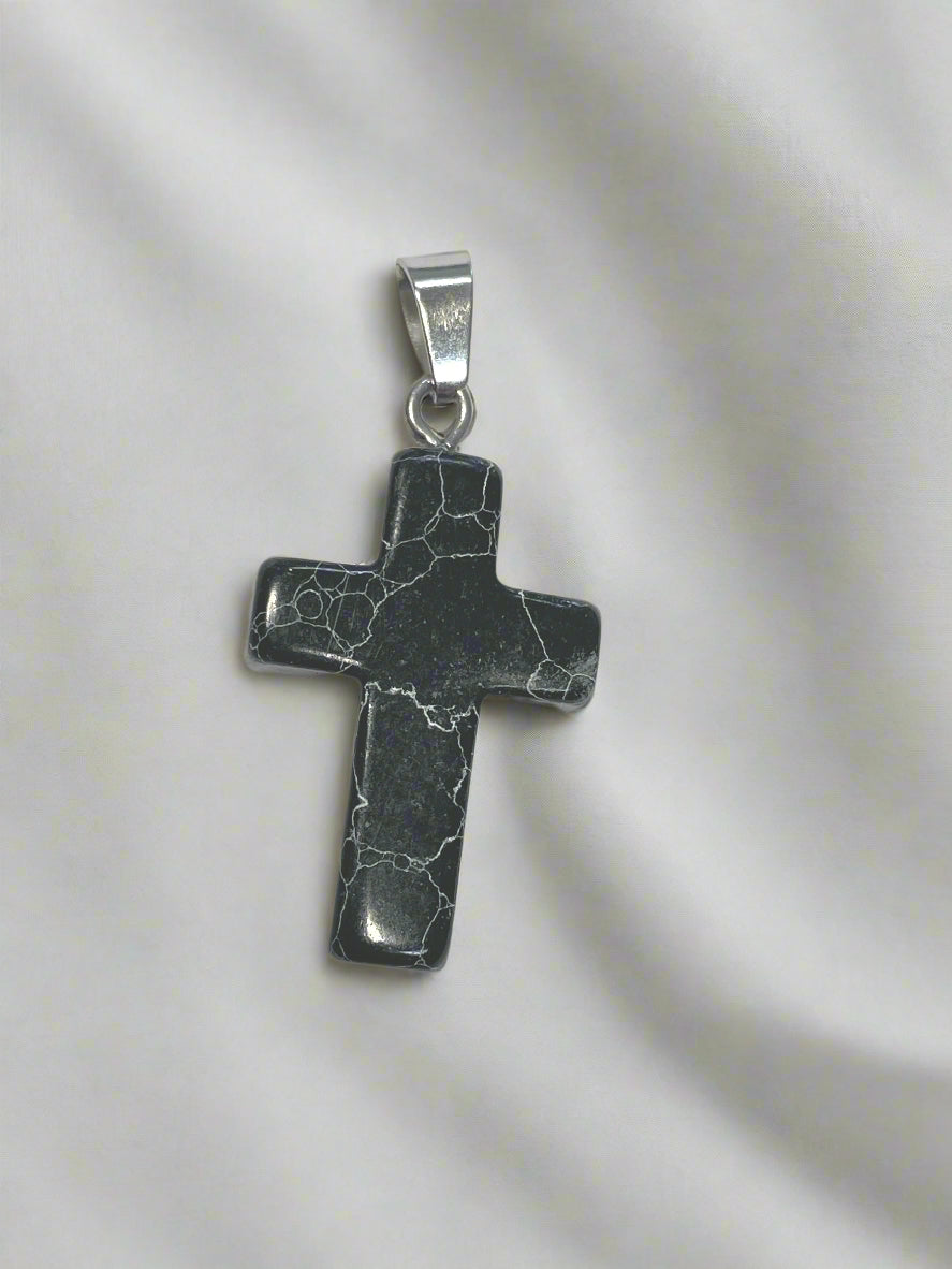 Natural Stone Cross Pendent Necklaces