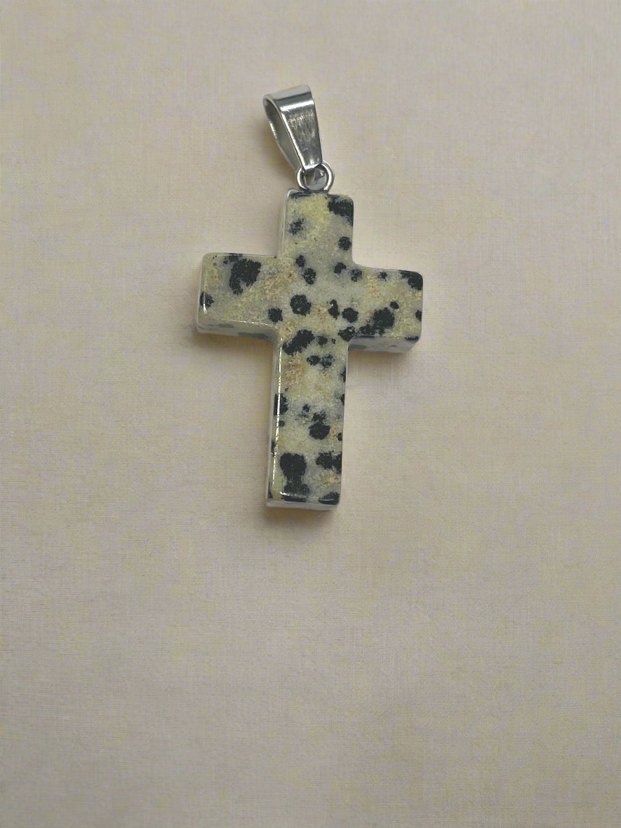 Natural Stone Cross Pendent Necklaces