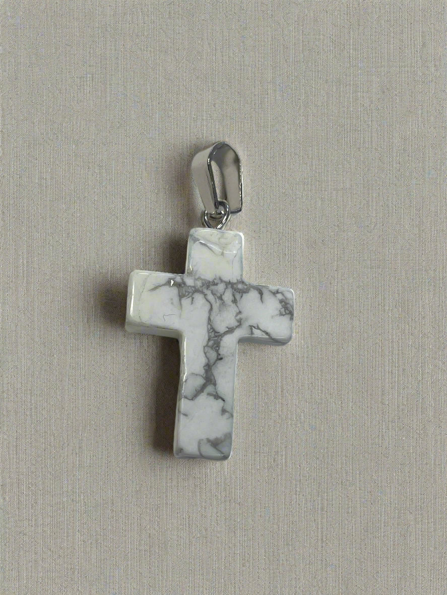 Natural Stone Cross Pendent Necklaces