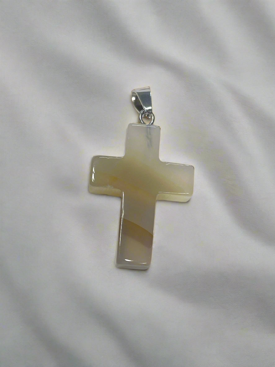 Natural Stone Cross Pendent Necklaces