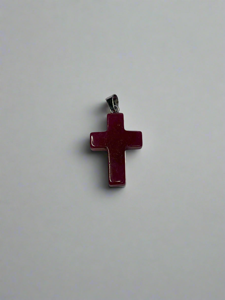 Natural Stone Cross Pendent Necklaces