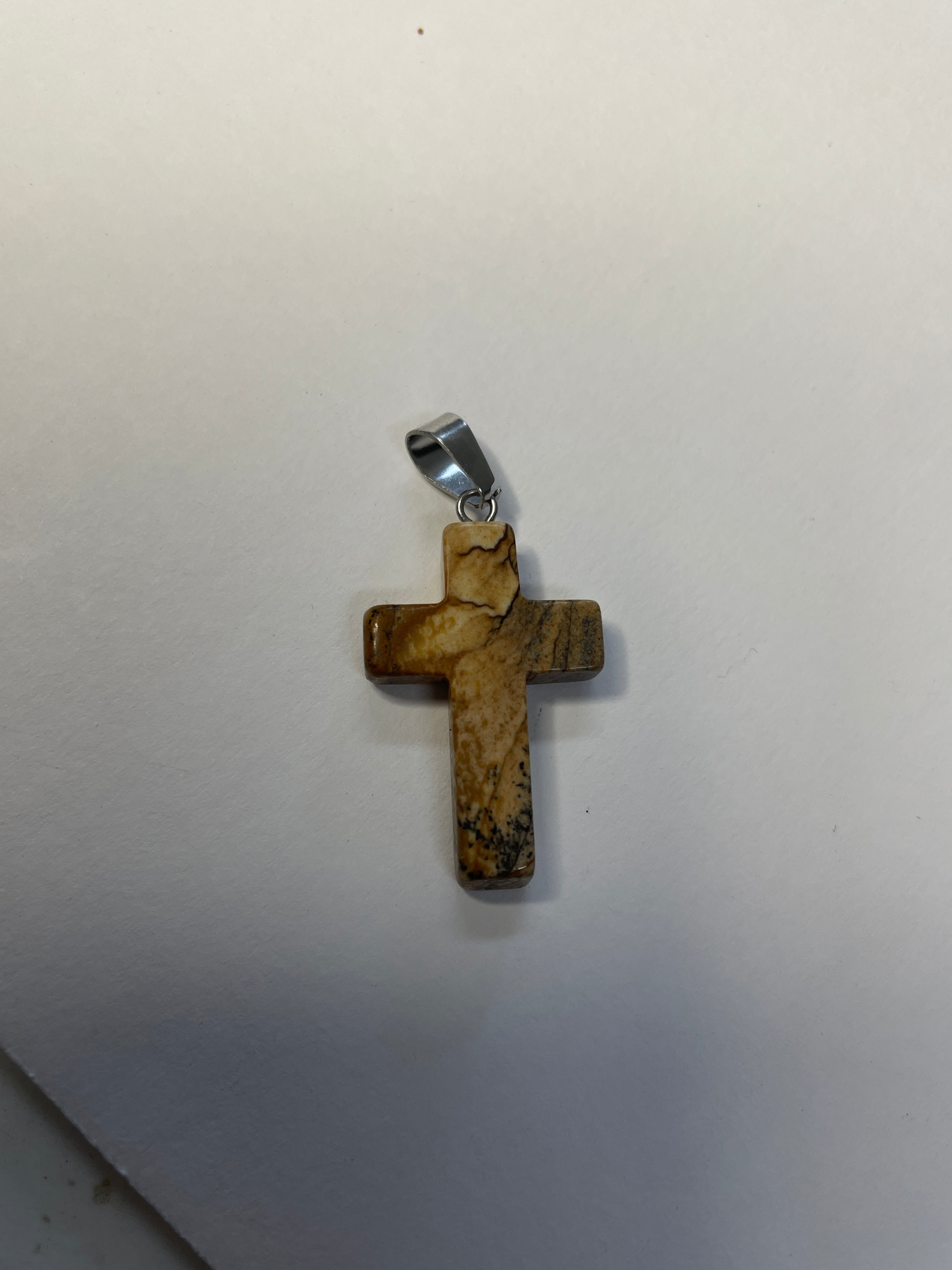 Natural Stone Cross Pendent Necklaces