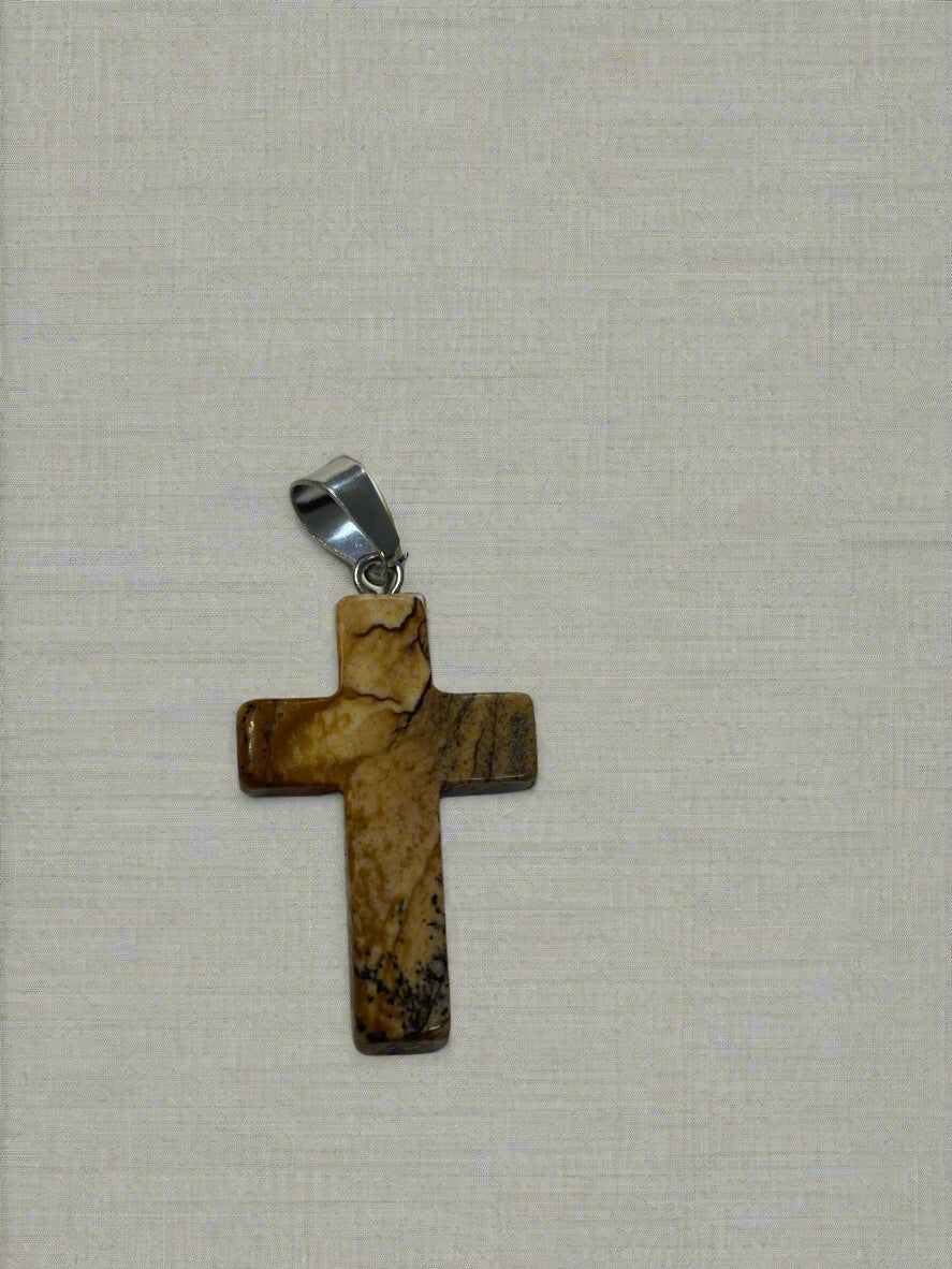 Natural Stone Cross Pendent Necklaces