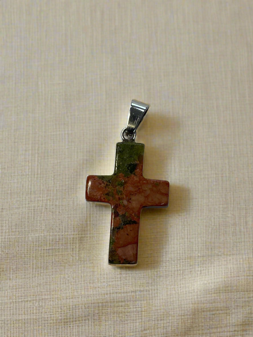 Natural Stone Cross Pendent Necklaces