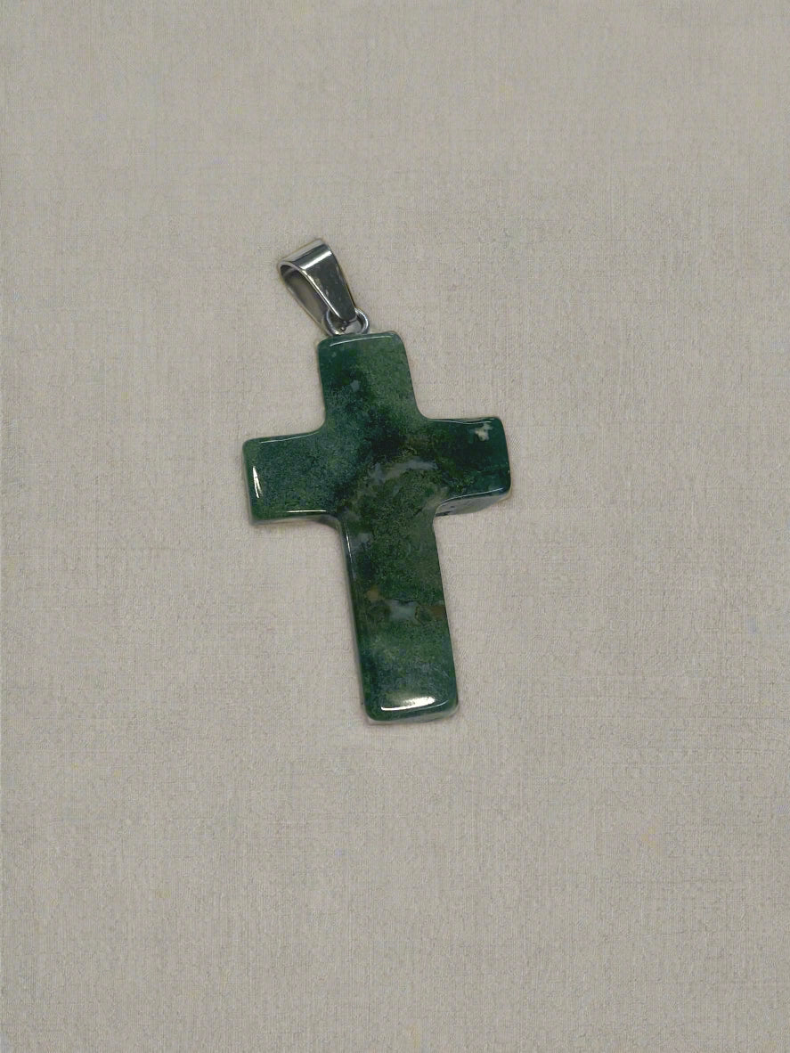 Natural Stone Cross Pendent Necklaces
