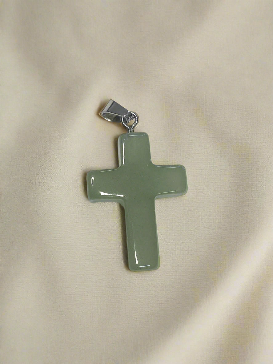 Natural Stone Cross Pendent Necklaces
