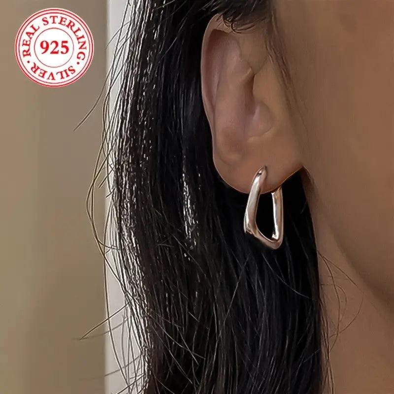 Sterling Silver Twisted Square Earrings