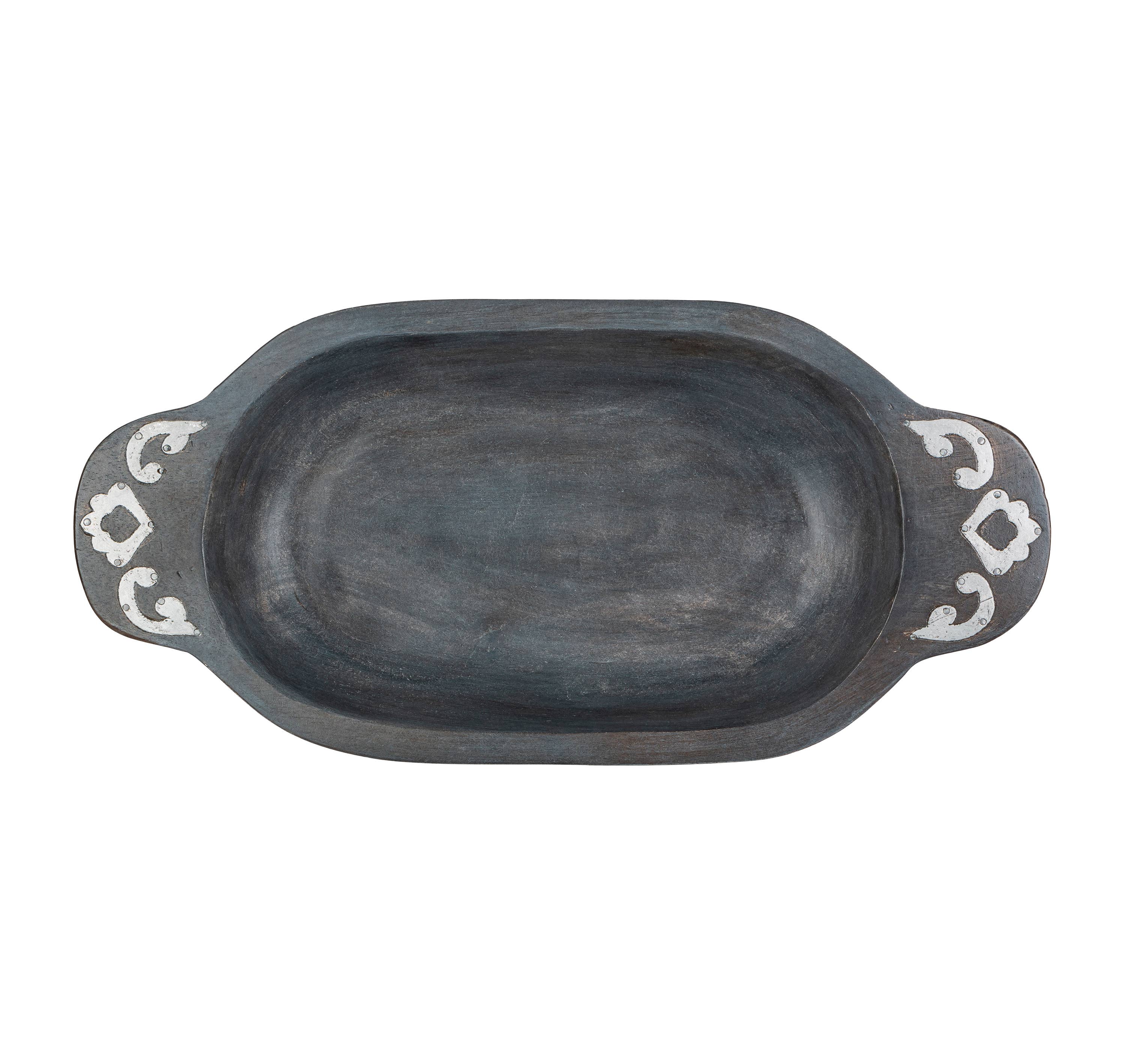 Black Wash w/ Metal Inlay Dough Bowl