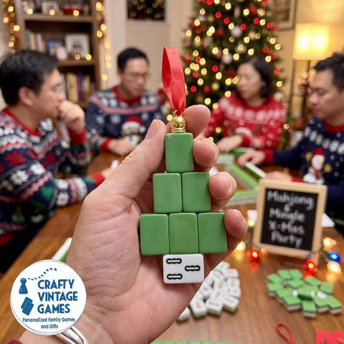 Mahjong Tile Tree Christmas Ornament, Authentic Mahjong Tiles, Mahjong Lover Gift, Game Night Decor, family Christmas Gift for mahjong mama