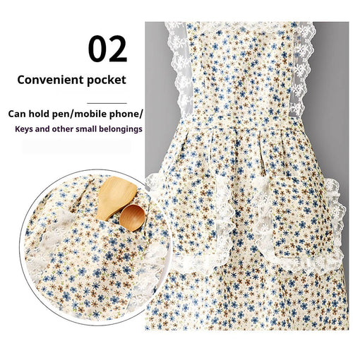 Floral Lace Trim Kitchen Apron for Women_CWMM6594