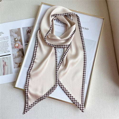 THIN SIMPLE GEOMETRIC LONG SILK HEAD SCARF_CWASC1521