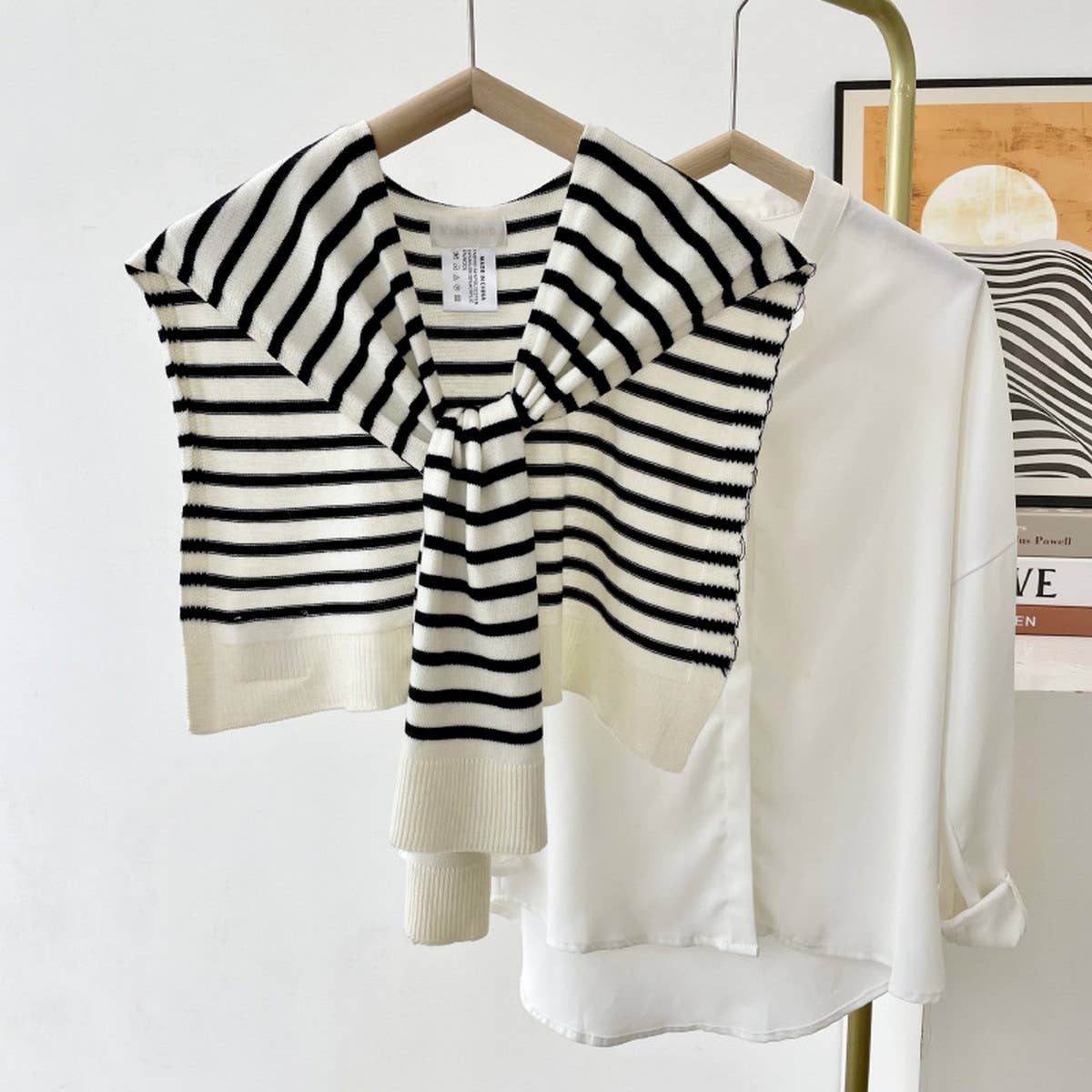 STRIPED KNITTED OUTER SHAWL_CWASC0758