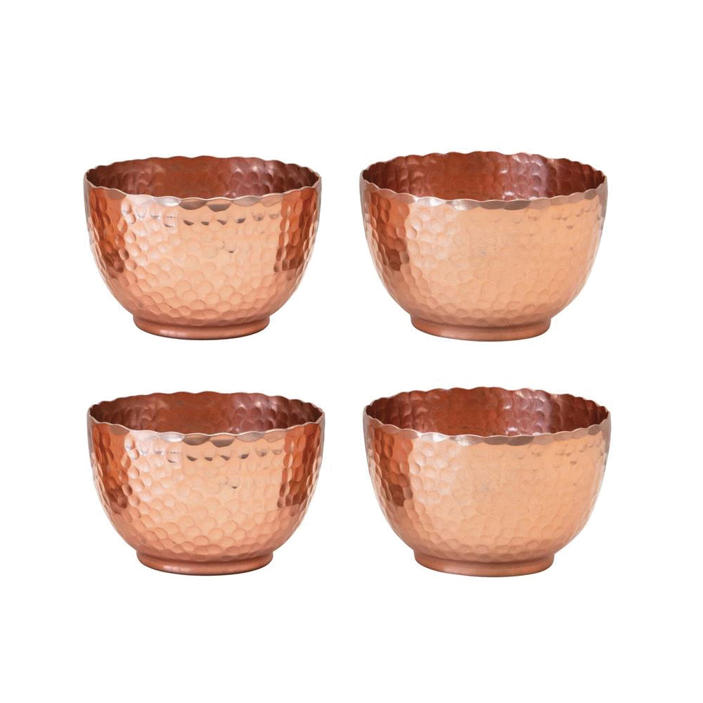 Copper-Finish Hammered Bowl Set