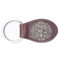 Maltese Cross Oval Leather Keychain