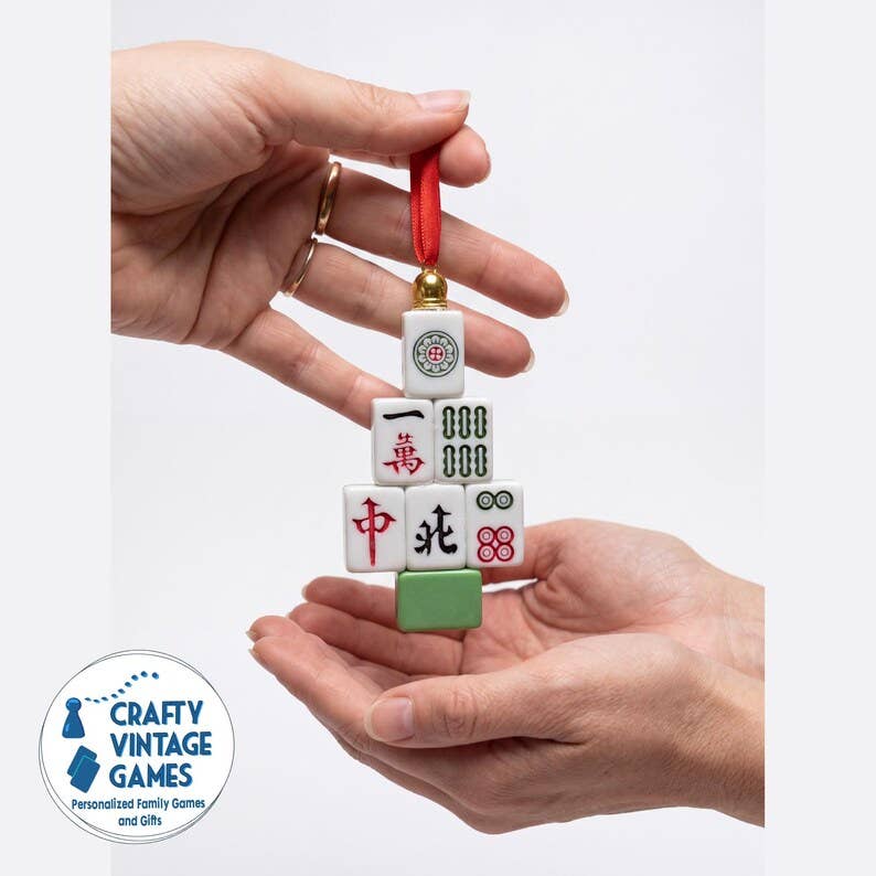 Mahjong Tile Tree Christmas Ornament, Authentic Mahjong Tiles, Mahjong Lover Gift, Game Night Decor, family Christmas Gift for mahjong mama