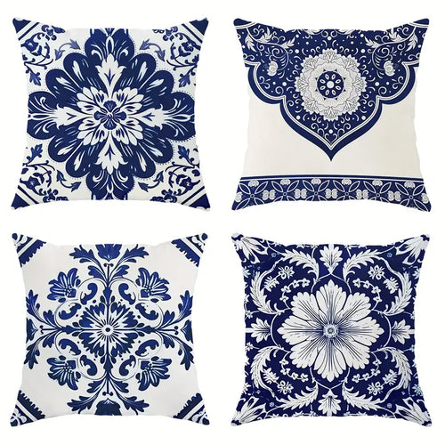 Blue/White Botanical Pillow Covers