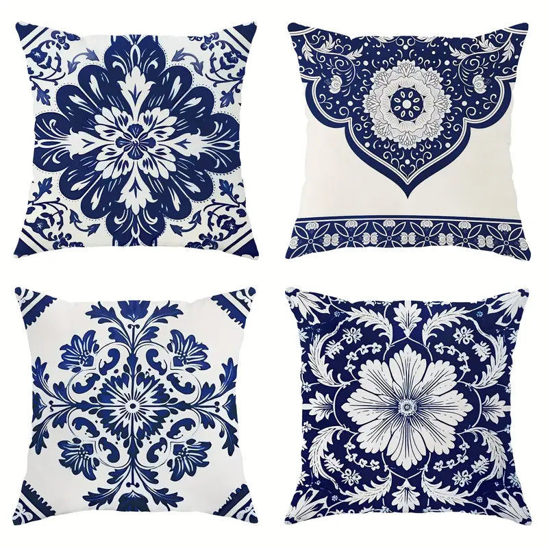 Blue/White Botanical Pillow Covers
