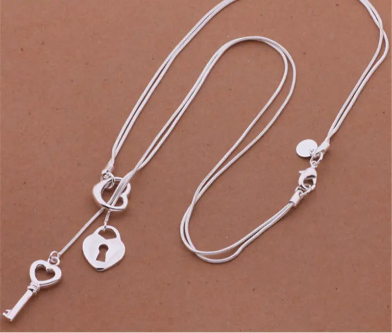 Sterling Silver "Key to My Heart" Necklace